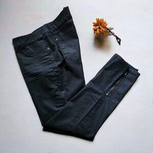 MUDD Black Satin Denim Pants with zippers at bottom of leg Size 17